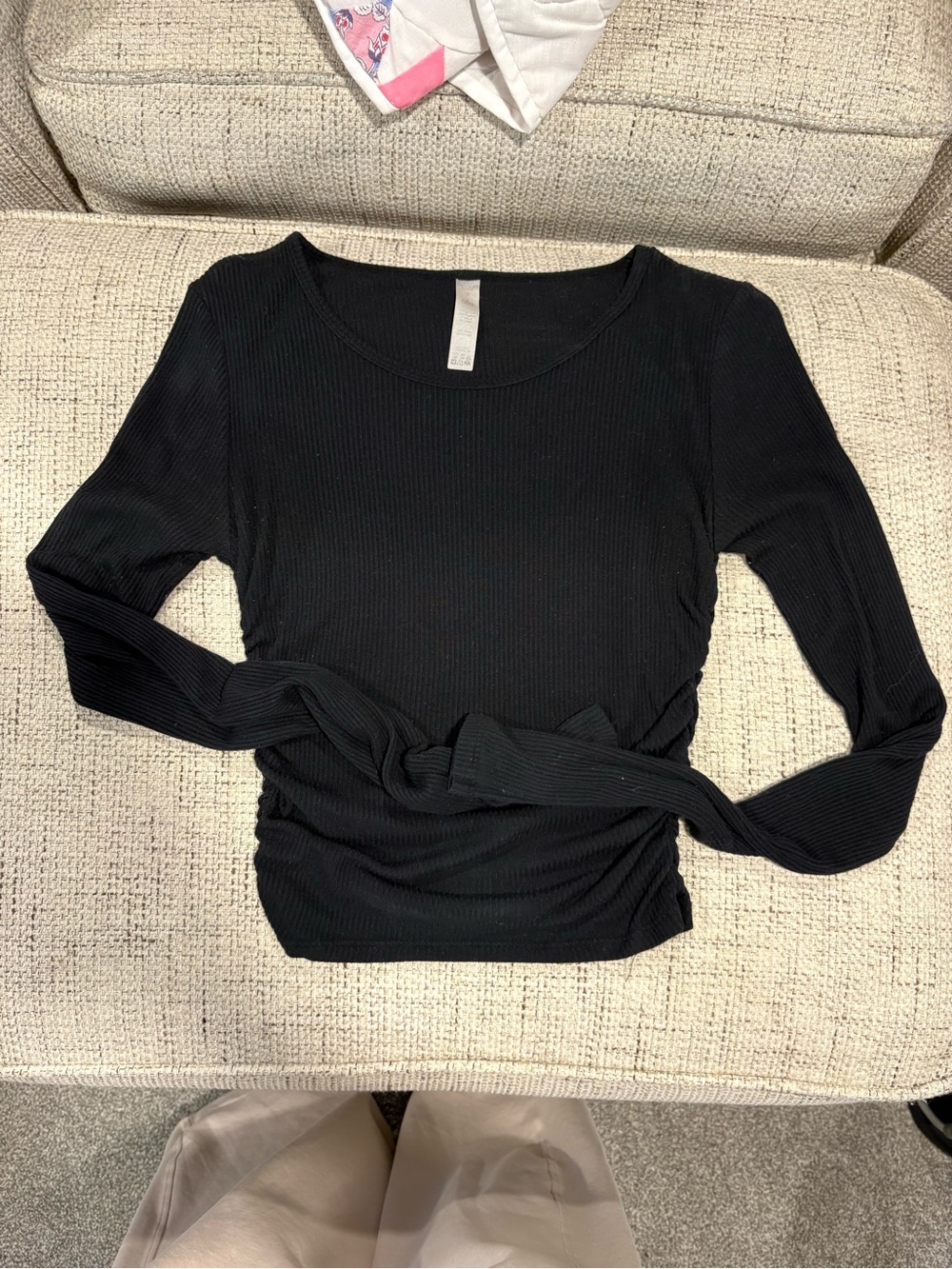 ALO Yoga Black Ribbed Long Sleeve Top
